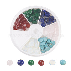 Cabochon di gemme miste naturali e sintetiche, mezzo tondo/cupola, 8x4~5mm, 60pcs/scatola