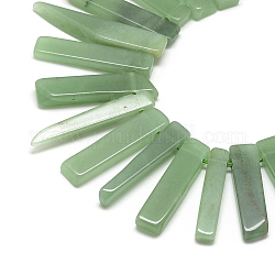 Natürlichen grünen Aventurin Perlen Stränge, oben gebohrte Perlen, Rechteck, 20~65x7~15x6~10 mm, Bohrung: 2 mm, ca. 30~40 Stk. / Strang, 15.75 Zoll (40 cm)