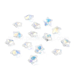 Стеклянные подвески, граненые звезды, прозрачные, 13x13.5x7 мм, отверстие : 1.2 мм
