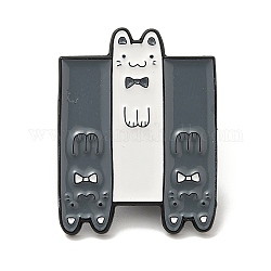 Alfileres de esmalte con tema de gato, broches de aleación negra de electroforesis, gris, 23.5x18x1.5mm