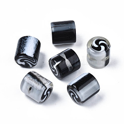 Perles acryliques, style de pierres fines imitation, colonne, noir, 16x16.5mm, Trou: 2mm