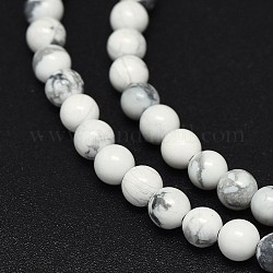 Chapelets de perles en howlite naturelle, ronde, 4mm, Trou: 0.6mm, Environ 88~91 pcs/chapelet, 15.2~15.5 pouce (38.5~39.5 cm)