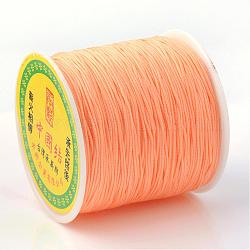 Braided Nylon Thread, Chinese Knotting Cord Beading Cord for Beading Jewelry Making, Light Salmon, 0.8mm, about 100yards/roll