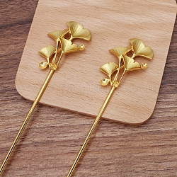 Eisen-Haar-Stick Zubehör, mit Legierung Fassungen für Cabochon, Blume, golden, Fach: 4mm und 6mm und 8mm, 157x31x8 mm