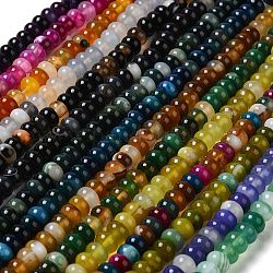 Natural Agate Beads Strands, Dyed & Heated, Rondelle, Mixed Color, 8~8.5x4.5~5.5mm, Hole: 1.4mm, about 41pcs/strand, 7.40~7.48''(18.8~19cm)