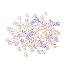 Perles en verre transparentes, plat rond avec le porc, couleur mixte, 14x5.5mm, Trou: 1mm