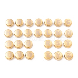 Perles en 304 acier inoxydable avec placage sous vide, plat rond avec la lettre a ~ z, or, 12x5mm, Trou: 2mm, 26 pièces / kit