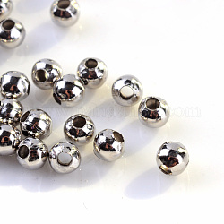 Perlas de espaciador de hierro, redondo, Platino, 4mm, agujero: 1.5 mm