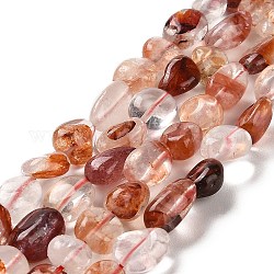 Quartz hématoïde naturel / brins de perles de quartz ferrugineux, pépites, pierre roulée, 9~13x8~8.8x4.5~7.5mm, Trou: 0.8mm, Environ 39~42 pcs/chapelet, 15.35~15.71'' (39~39.9 cm)