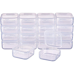 Benecreat18パックの正方形の透明なプラスチックビーズの貯蔵容器の箱のケースは丸薬のための跳ね上げ式のふたが付いています  ハーブ  小さなビーズ  ジュエリーパーツ（3.7x3.7x1.8cm）