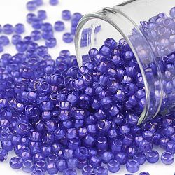 TOHO Round Seed Beads, Japanese Seed Beads, (934) Inside Color Crystal/Wisteria Lined, 8/0, 3mm, Hole: 1mm, about 1110pcs/50g