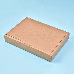 Подарочная коробка для крафт-бумаги, складные коробки, прямоугольные, деревесиные, готовое изделие: 30x20x4.1см, внутренний размер: 28x20x4.5 см, размер развертки: 44x52x0.03 см и 48.7x36x0.03 см