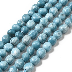 Chapelets de perles en pierre gemme naturelle, imitation de larimar, pierre roulée, teinte, pépites, bleu ciel, 10~13x9.5~11.5x7~9mm, Trou: 1.2mm, Environ 37 pcs/chapelet, 15.20 pouce (38.6 cm)