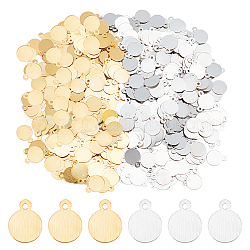 arricraft 600 Pcs Round Metal Pendant, 10mm Blank StampingTag Flat Round StampingTag Charms for Earring Bracelet Necklace Keychain Keychain DIY Making, Golden/Platinum