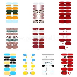 Full Cover Nail Art Stickers, Self-adhesive, For Nail Tips Decorations, Mixed Color, 10x5.5cm, 10 Sheets/Set