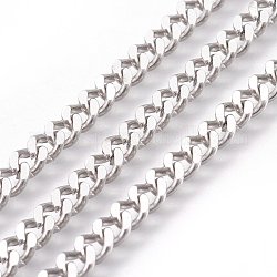 304 Stainless Steel Twisted Chains Curb Chain, Unwelded, for Men's Chain Necklace Making, with Spool, Stainless Steel Color, 6x4x1.2mm, about 164.04 Feet(50m)/roll