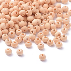 Natural Unfinished Wood Beads, Round Wooden Loose Beads Spacer Beads for Craft Making, Lead Free, Moccasin, 4~5x3~4mm, Hole: 1.5~2.5mm, about 28000pcs/500g