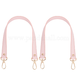 Imitation Leather Bag Handles, with Alloy Swivel Clasp, Pink, 47x1.85x0.3cm