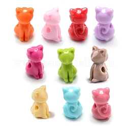 Perles de chaton en acrylique opaque, chat/chaton, couleur mixte, 14.5x8.5x9.5mm, Trou: 2.5mm
