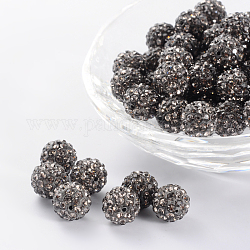 Pflastern Discokugel-Korn, Polymer Ton Strass Perlen, Klasse A, Runde, schwarzen Diamanten, pp14 (2~2.1 mm), 10 mm, Bohrung: 1.0~1.2 mm