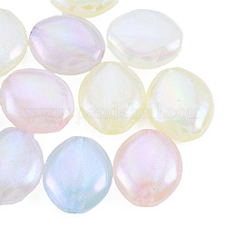 Perline acriliche con placcatura iridescente arcobaleno, Glitter perline, ovale, colore misto, 20x17x7mm, Foro: 1.8 mm