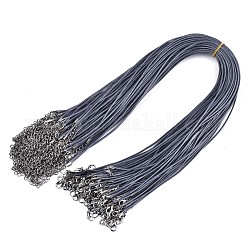 Cotone cerato making collana cavo, con lega aragosta artiglio fermagli e catene finali di ferro, platino, blu ardesia, 17.12 pollice (43.5 cm), 1.5mm