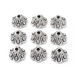 Glocke Filigrane Perlenkappen im tibetischen Stil, cadmiumfrei und bleifrei, Blume, Antik Silber Farbe, 9x5 mm, Bohrung: 1.5 mm
