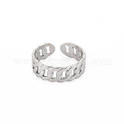 304 anillo de puño abierto de cadena de eslabones de acero inoxidable para mujer, color acero inoxidable, nosotros tamaño 6 3/4 (17.1 mm)