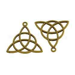 Tibetan Style Alloy Pendants, Trinity Knot/Triquetra, Irish, Lead Free & Cadmium Free, Antique Golden, 30x29x2mm, Hole: 2mm, about 408pcs/1000g