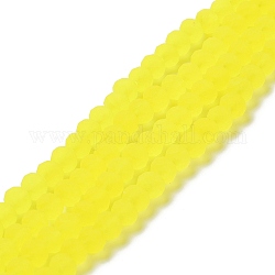 Transparent Glass Beads Strands, Faceted, Frosted, Rondelle, Yellow, 10mm, Hole: 1mm