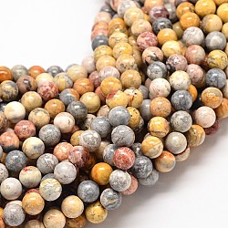 Perles rondes naturelles en pierre picasso / jaspe picasso, 10mm, Trou: 1mm, Environ 40 pcs/chapelet, 15.7 pouce
