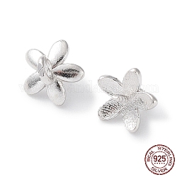 Charms de pin de clavija de plata de ley chapada en rodio, para hacer perlas barrocas, 925-pétalo de flor, Platino real plateado, 5mm, agujero: 5.5~6x6x6 mm, pin: 1.6 mm
