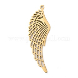 304 Stainless Steel Big Pendants, Wing Charms, Golden, 55x7.5x1.5mm, Hole: 2mm