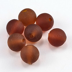 Round Handmade Frosted Lampwork Beads, Chocolate, 12mm, Hole: 2mm