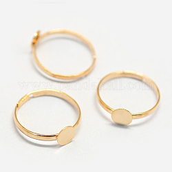 Bases del anillo de la almohadilla de hierro regulable, plano y redondo, tamaño de 7, la luz de oro, Bandeja: 6 mm, 17.5mm