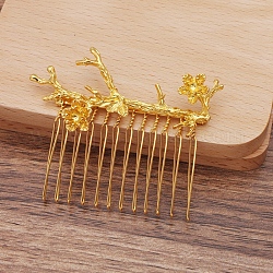Ferro scoperte pettine capelli, con ramo e fiore in lega, oro, 29x62mm