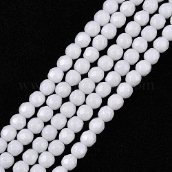 Synthetischen weißen Achat Perlen Stränge, gefärbt und erhitzt, facettiert, Runde, weiß, 4 mm, Bohrung: 1 mm, ca. 90 Stk. / Strang, 16 Zoll