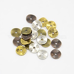 Perles d'espacement de disque d'alliage de style tibétain de couleur mélangée, Sans cadmium & sans nickel & sans plomb, 10x1mm, Trou: 2mm, environ 420 pcs/200 g