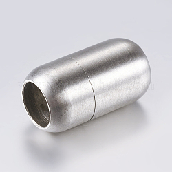 304 магнитная застежка из нержавеющей стали с клеевыми концами, матовые, баррель, цвет нержавеющей стали, 21x12 мм, отверстие : 8 мм