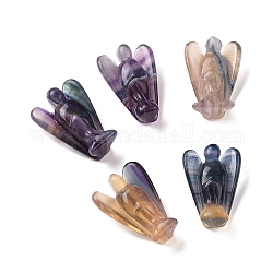 Figurines en fluorite naturelle, décor d'ange pierres de guérison, cadeaux reiki énergétiques pour femmes hommes, 40x28x14.5mm