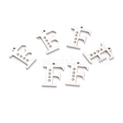 304 Stainless Steel Pendant Rhinestone Settings, Letter, Stainless Steel Color, Letter.F, F: 15x11.5x1.5mm, Hole: 1.2mm, Fit for 1.6mm Rhinestone