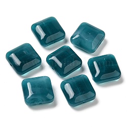 Transparent Acrylic Beads, Square, Teal, 15.5x15.5x7.5mm, Hole: 1.6mm