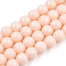 Chapelets de perles en verre opaque de couleur unie, ronde, peachpuff, 6~6.5mm, Trou: 1.4mm, Environ 67~70 pcs/chapelet, 14.76 pouce ~ 15.16 pouces (37.5~38.5 cm)