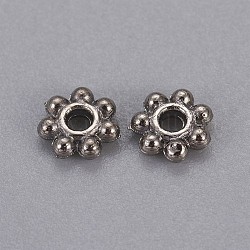 Alliage daisy séparateurs perles de style tibétain, fleur, sans plomb et sans cadmium, gunmetal, 4.5x1.5mm, Trou: 1mm
