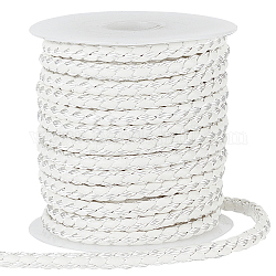 PH PandaHall 10 Yards Round Braided Leather Cord, 5.5mm Leather Rope Jewelry Craft Cord Tie Cording White Leather Strap Bolo Cord for DIY Bracelets Necklaces Jewelry Crafts Belt Making Wrapping