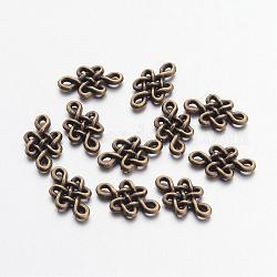 Tibetan Style Chinese Knot Alloy Links connectors, Cadmium Free & Nickel Free & Lead Free, Antique Bronze, 7x11.5x2mm, Hole: 1mm, about 4166pcs/1000g