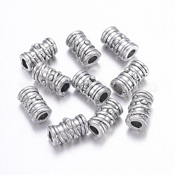 Tibetan Style Alloy Beads, Grooved Beads, Lead Free & Nickel Free & Cadmium Free, Column, Antique Silver, about 5.5mm in diameter, 9mm long, hole: 3mm
