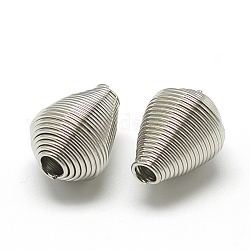 Perle di ferro placcato in ferro, perline bobina, lacrima, platino, 14x10mm, Foro: 2 mm
