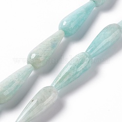 Chapelets de perles en amazonite naturelle, facette, larme, 28~30x9.5~10.5mm, Trou: 1.2mm, Environ 13 pcs/chapelet, 14.65''~15.39'' (37.2~39.1 cm)