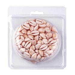 Natürliche Kaurimuschel Perlen, Oval, Muschelfarbe, 10~18x9~12x3~8 mm, Bohrung: 1~2 mm, ca. 120~150 Stk. / Kasten